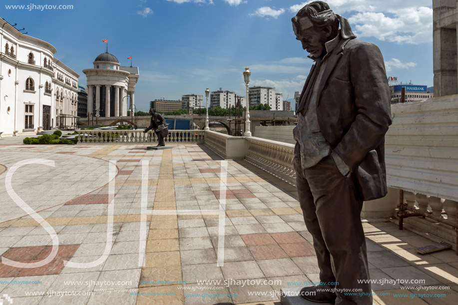 SKOPJE, REPUBLIC OF MACEDONIA - 13 MAY 2017: Macedonian National Theater in city of  Skopje, Republic of Macedonia