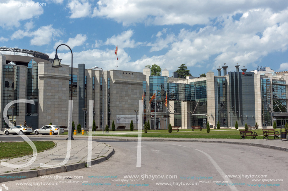 SKOPJE, REPUBLIC OF MACEDONIA - 13 MAY 2017:  Panorama of Skopje City Center, Republic of Macedonia