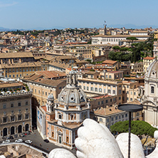 ROME, ITALY - JUNE 23, 2017:  Panoramic view of City of Rome from the roof of  Altar of the Fatherland, Italy