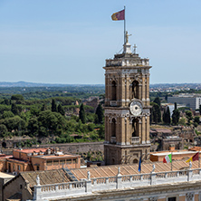 ROME, ITALY - JUNE 23, 2017:  Panoramic view of City of Rome from the roof of  Altar of the Fatherland, Italy