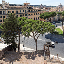 ROME, ITALY - JUNE 23, 2017:  Panoramic view of City of Rome from the roof of  Altar of the Fatherland, Italy