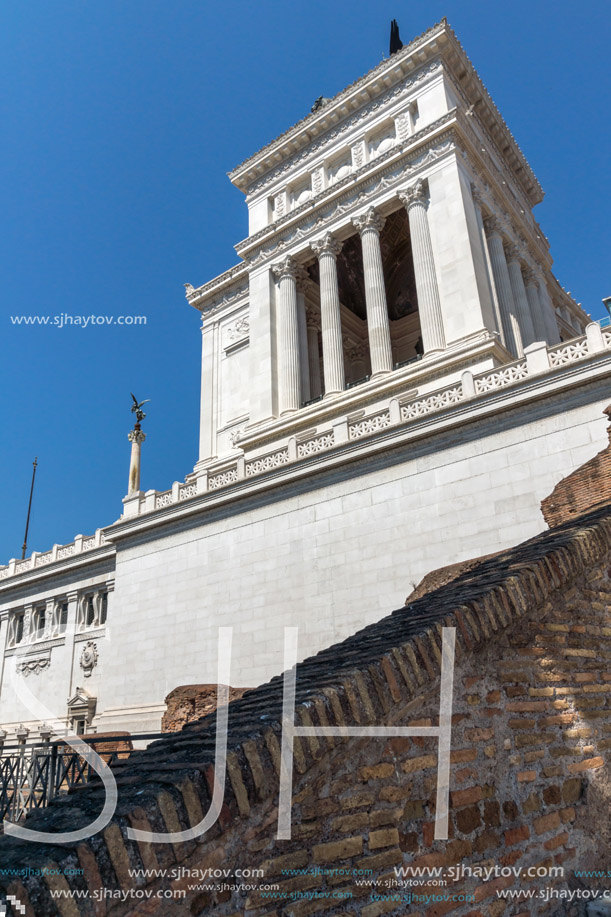 ROME, ITALY - JUNE 23, 2017: Amazing view of Altar of the Fatherland- Altare della Patria, known as the national Monument to Victor Emmanuel II in city of Rome, Italy