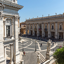 ROME, ITALY - JUNE 23, 2017: People in front of Capitoline Museums in city of Rome, Italy