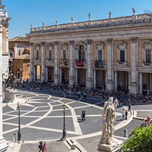 ROME, ITALY - JUNE 23, 2017: People in front of Capitoline Museums in city of Rome, Italy