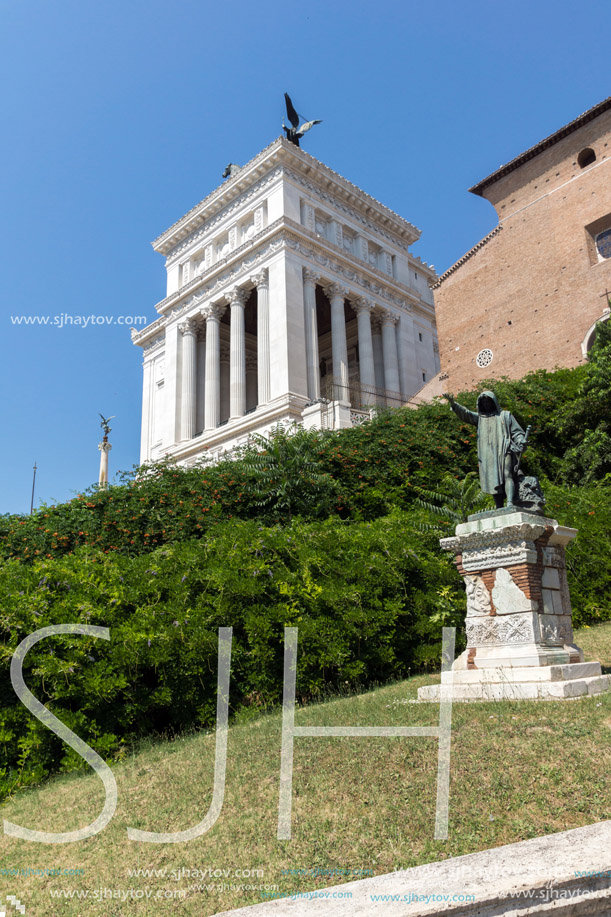 ROME, ITALY - JUNE 23, 2017: Amazing view of Altar of the Fatherland- Altare della Patria, known as the national Monument to Victor Emmanuel II in city of Rome, Italy