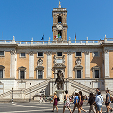 ROME, ITALY - JUNE 23, 2017: People in front of Capitoline Museums in city of Rome, Italy