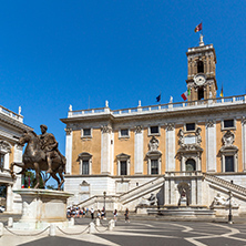 ROME, ITALY - JUNE 23, 2017: People in front of Capitoline Museums in city of Rome, Italy