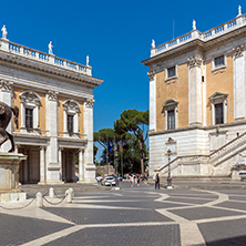 ROME, ITALY - JUNE 23, 2017: People in front of Capitoline Museums in city of Rome, Italy