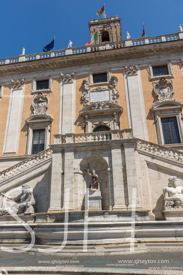 ROME, ITALY - JUNE 23, 2017: People in front of Capitoline Museums in city of Rome, Italy