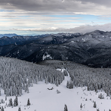 Amazing winter landscape of Rhodope Mountains near pamporovo resort, Smolyan Region, Bulgaria