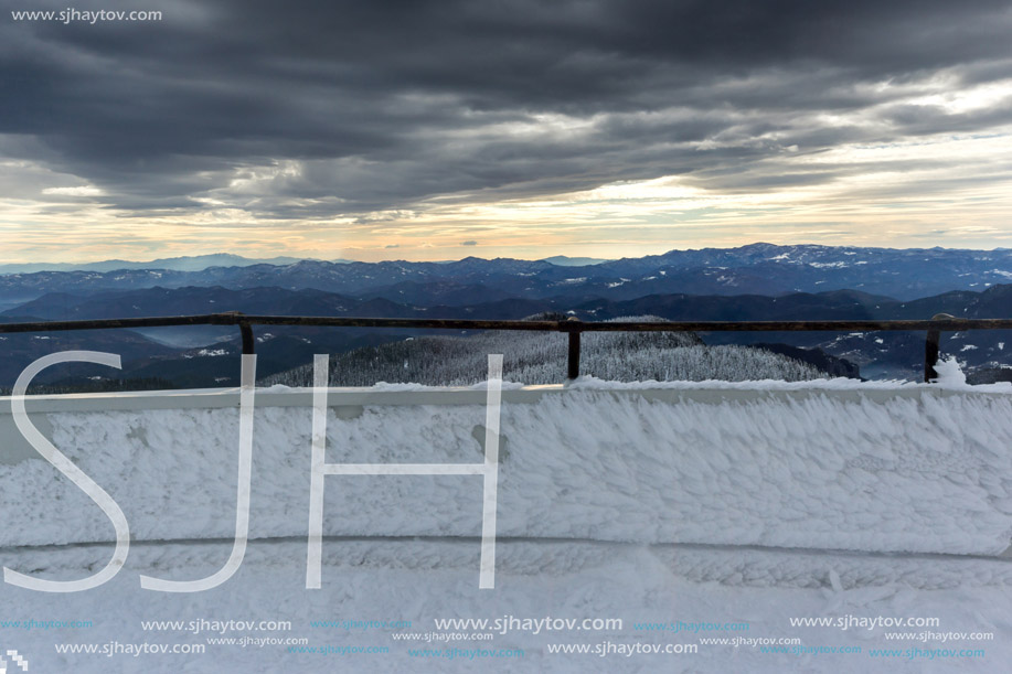 Amazing winter landscape of Rhodope Mountains near pamporovo resort, Smolyan Region, Bulgaria