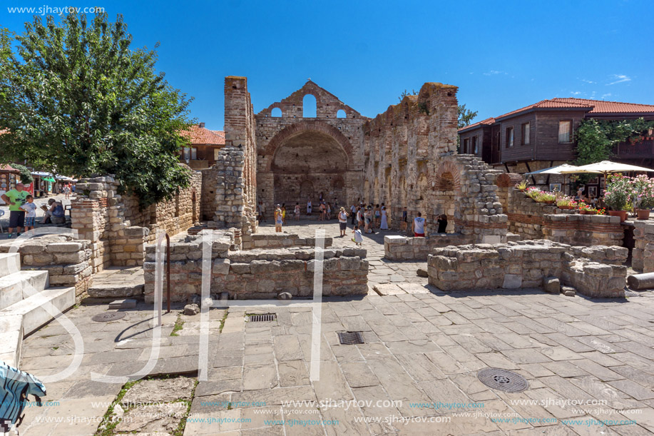 NESSEBAR, BULGARIA - 30 JULY 2014: Ancient Church of Saint Sofia in the town of Nessebar, Burgas Region, Bulgaria