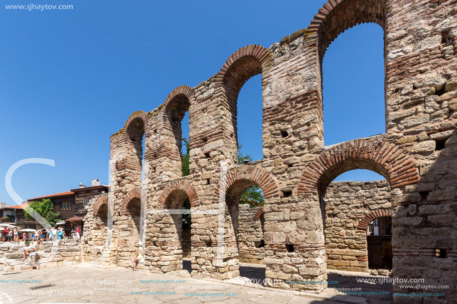 NESSEBAR, BULGARIA - 30 JULY 2014: Ancient Church of Saint Sofia in the town of Nessebar, Burgas Region, Bulgaria