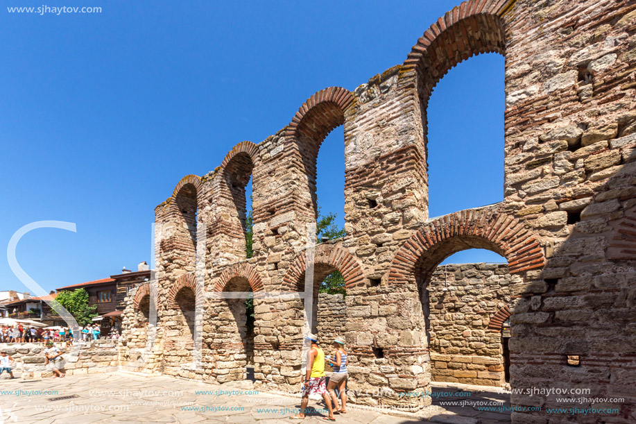 NESSEBAR, BULGARIA - 30 JULY 2014: Ancient Church of Saint Sofia in the town of Nessebar, Burgas Region, Bulgaria