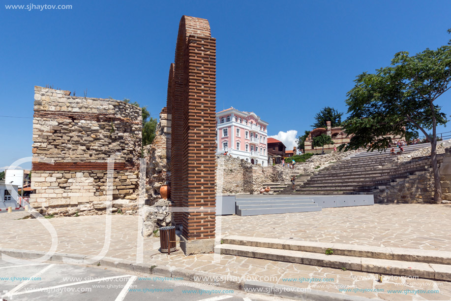 NESSEBAR, BULGARIA - 30 JULY 2014: Ancient ruins in the town of Nessebar, Burgas Region, Bulgaria