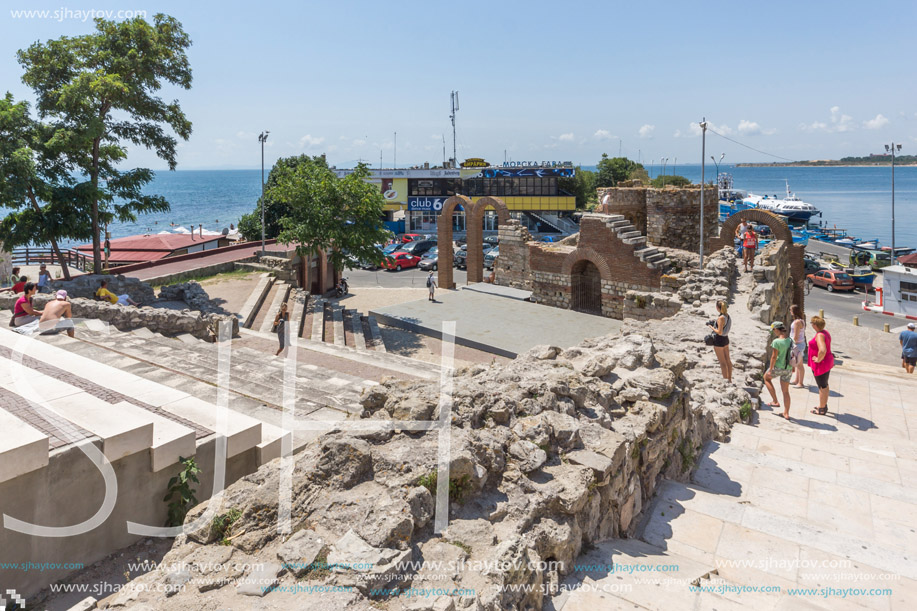 NESSEBAR, BULGARIA - 30 JULY 2014: Ancient ruins in the town of Nessebar, Burgas Region, Bulgaria