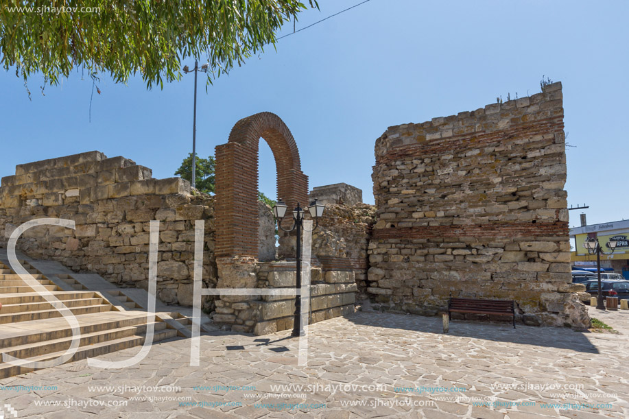 NESSEBAR, BULGARIA - 30 JULY 2014: Ancient ruins in the town of Nessebar, Burgas Region, Bulgaria