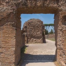 ROME, ITALY - JUNE 24, 2017: Panoramic view of ruins in Palatine Hill in city of Rome, Italy
