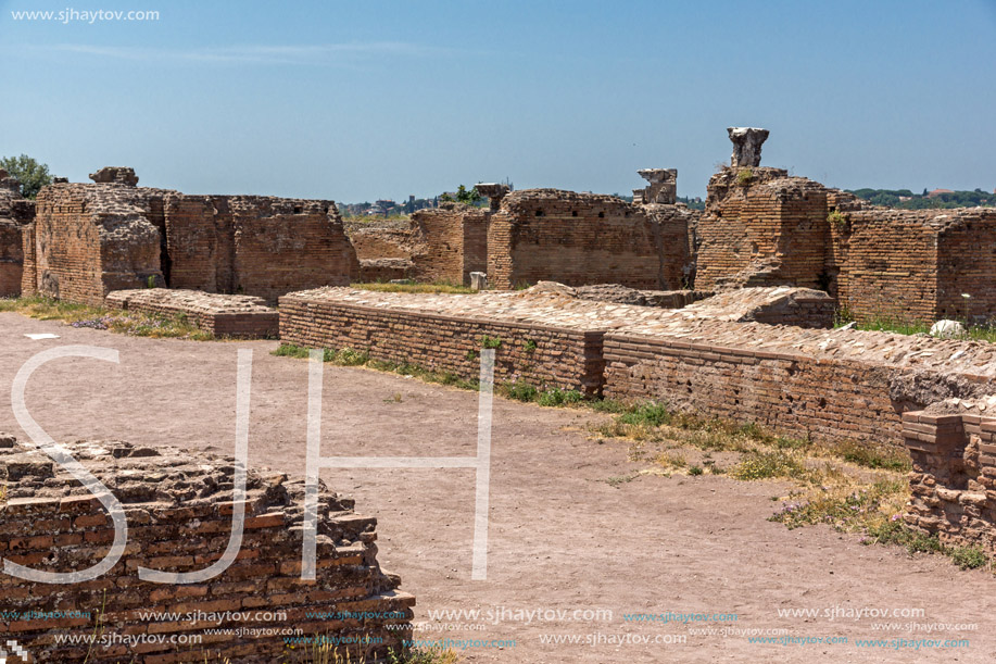 ROME, ITALY - JUNE 24, 2017: Panoramic view of ruins in Palatine Hill in city of Rome, Italy