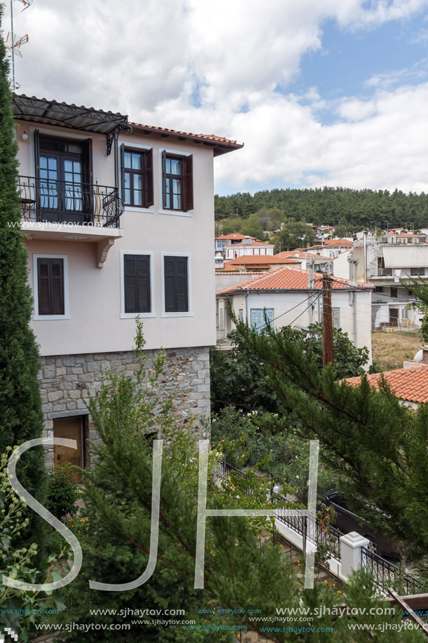 XANTHI, GREECE - SEPTEMBER 23, 2017: Street and old houses in old town of Xanthi, East Macedonia and Thrace, Greece