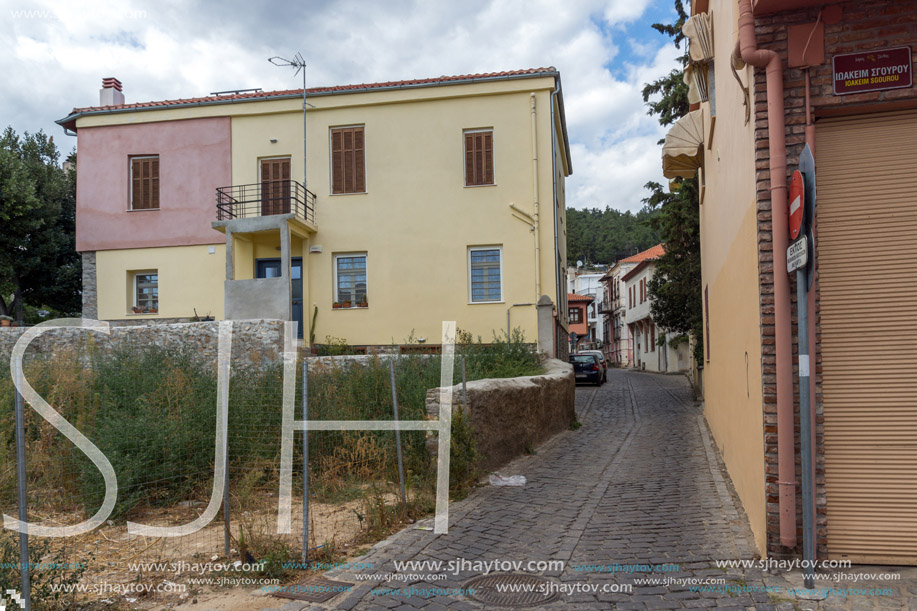 XANTHI, GREECE - SEPTEMBER 23, 2017: Street and old houses in old town of Xanthi, East Macedonia and Thrace, Greece