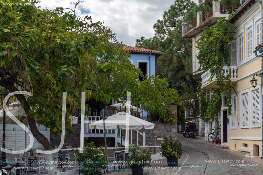 XANTHI, GREECE - SEPTEMBER 23, 2017: Street and old houses in old town of Xanthi, East Macedonia and Thrace, Greece