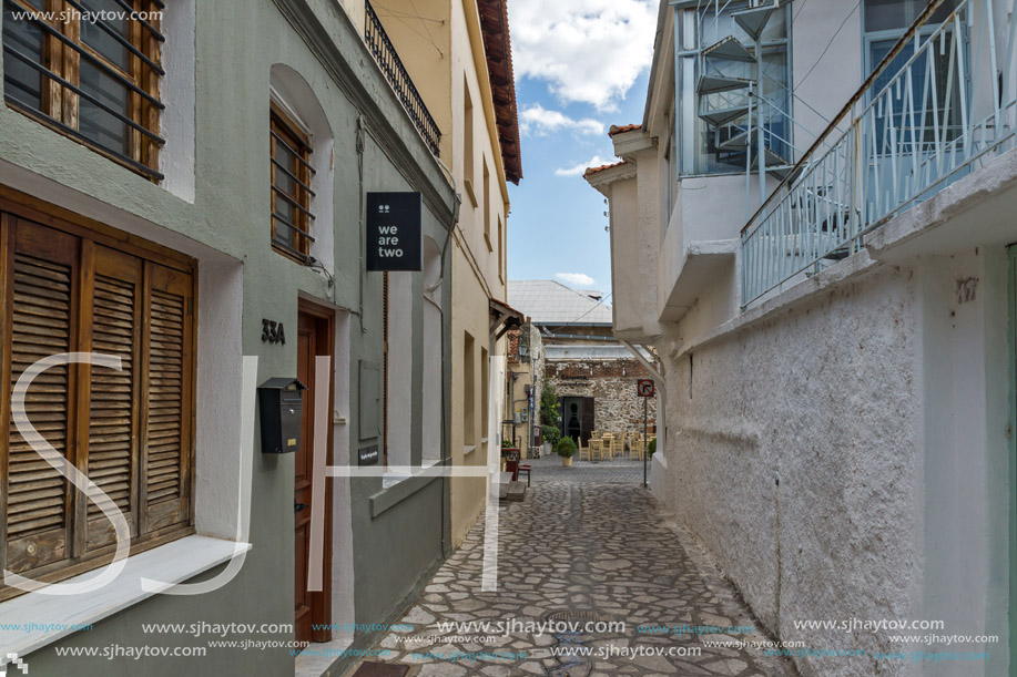 XANTHI, GREECE - SEPTEMBER 23, 2017: Street and old houses in old town of Xanthi, East Macedonia and Thrace, Greece