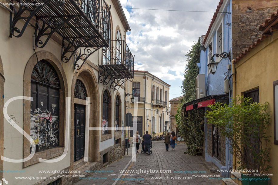 XANTHI, GREECE - SEPTEMBER 23, 2017: Street and old houses in old town of Xanthi, East Macedonia and Thrace, Greece