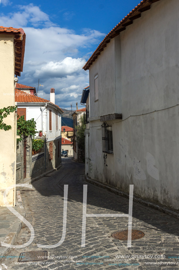 XANTHI, GREECE - SEPTEMBER 23, 2017: Street and old houses in old town of Xanthi, East Macedonia and Thrace, Greece