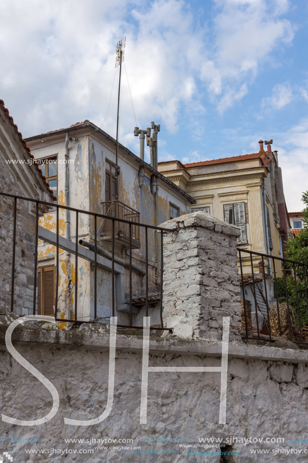 XANTHI, GREECE - SEPTEMBER 23, 2017: Street and old houses in old town of Xanthi, East Macedonia and Thrace, Greece