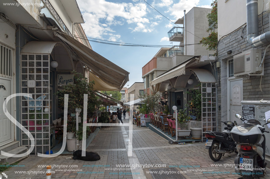 XANTHI, GREECE - SEPTEMBER 23, 2017: Street and old houses in old town of Xanthi, East Macedonia and Thrace, Greece