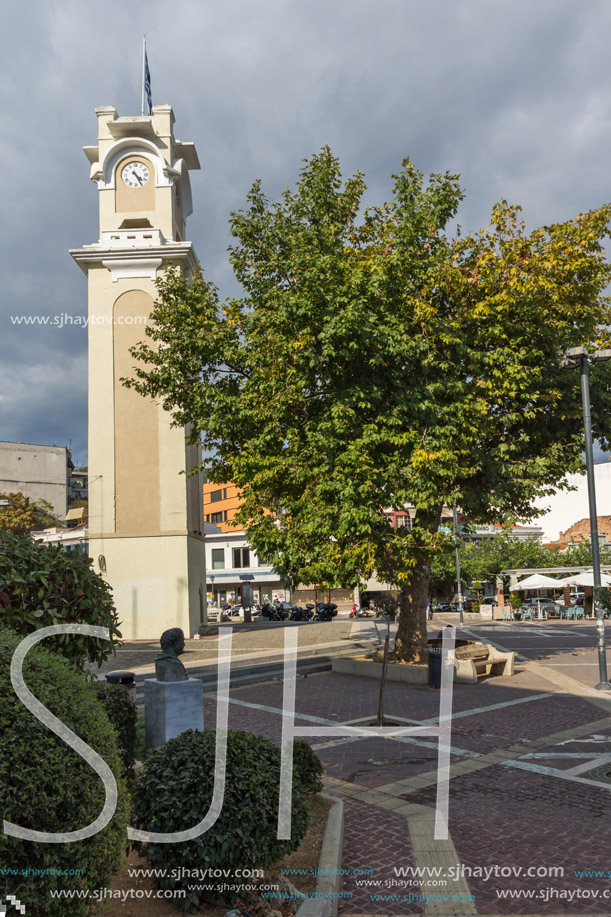 XANTHI, GREECE - SEPTEMBER 23, 2017: Clock tower in old town of Xanthi, East Macedonia and Thrace, Greece