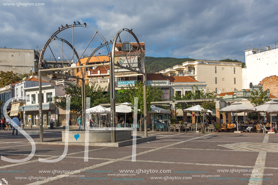 XANTHI, GREECE - SEPTEMBER 23, 2017: Street and old houses in old town of Xanthi, East Macedonia and Thrace, Greece