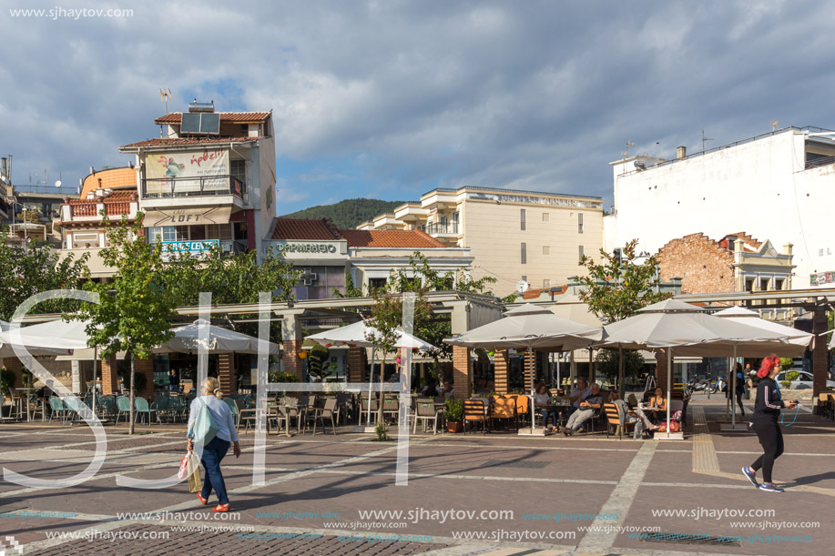 XANTHI, GREECE - SEPTEMBER 23, 2017: Street and old houses in old town of Xanthi, East Macedonia and Thrace, Greece