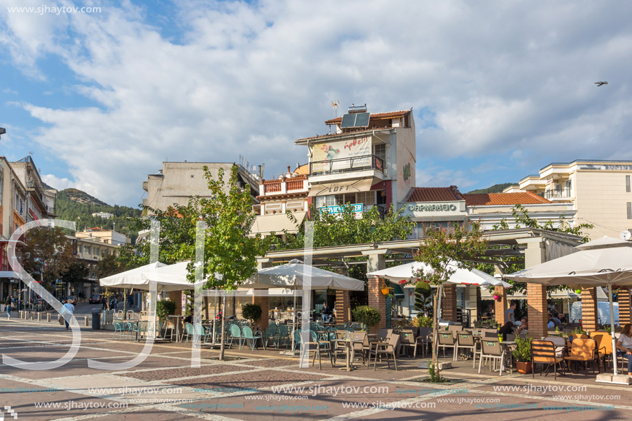 XANTHI, GREECE - SEPTEMBER 23, 2017: Street and old houses in old town of Xanthi, East Macedonia and Thrace, Greece