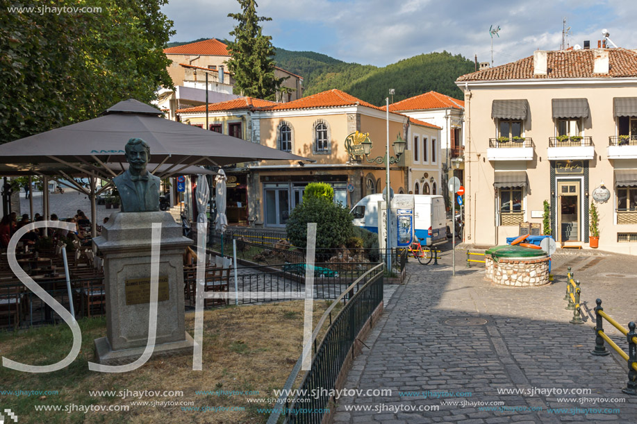 XANTHI, GREECE - SEPTEMBER 23, 2017: Street and old houses in old town of Xanthi, East Macedonia and Thrace, Greece