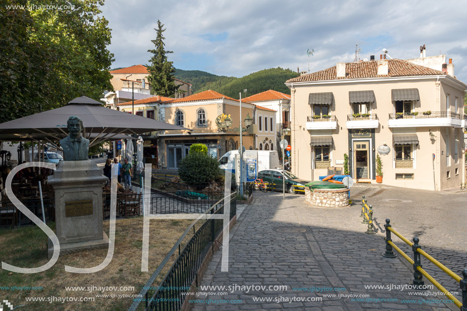 XANTHI, GREECE - SEPTEMBER 23, 2017: Street and old houses in old town of Xanthi, East Macedonia and Thrace, Greece