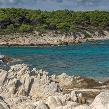 Seascape of Orange Beach Kavourotripes at Sithonia peninsula, Chalkidiki, Central Macedonia, Greece