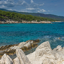 Seascape of Orange Beach Kavourotripes at Sithonia peninsula, Chalkidiki, Central Macedonia, Greece