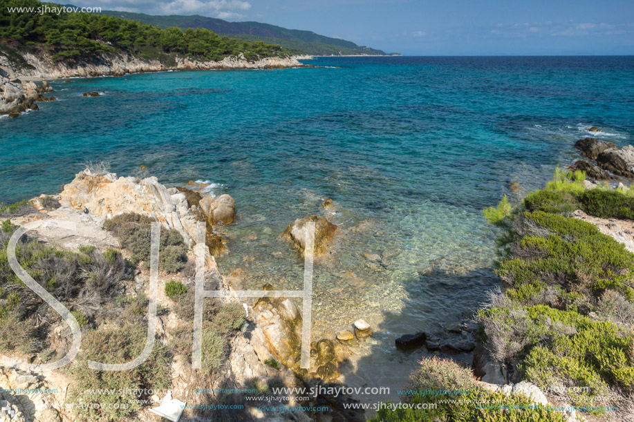 Seascape of Orange Beach Kavourotripes at Sithonia peninsula, Chalkidiki, Central Macedonia, Greece