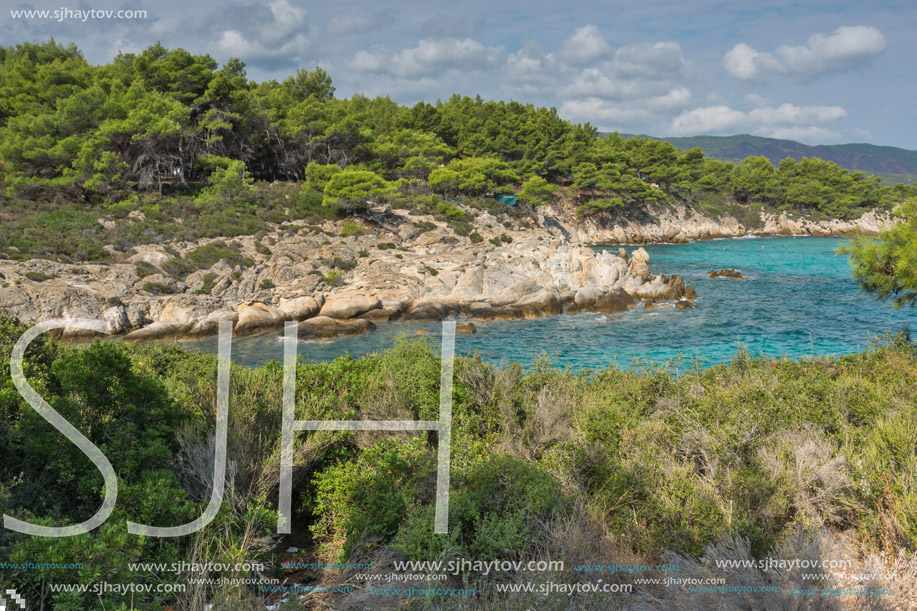 Seascape of Orange Beach Kavourotripes at Sithonia peninsula, Chalkidiki, Central Macedonia, Greece