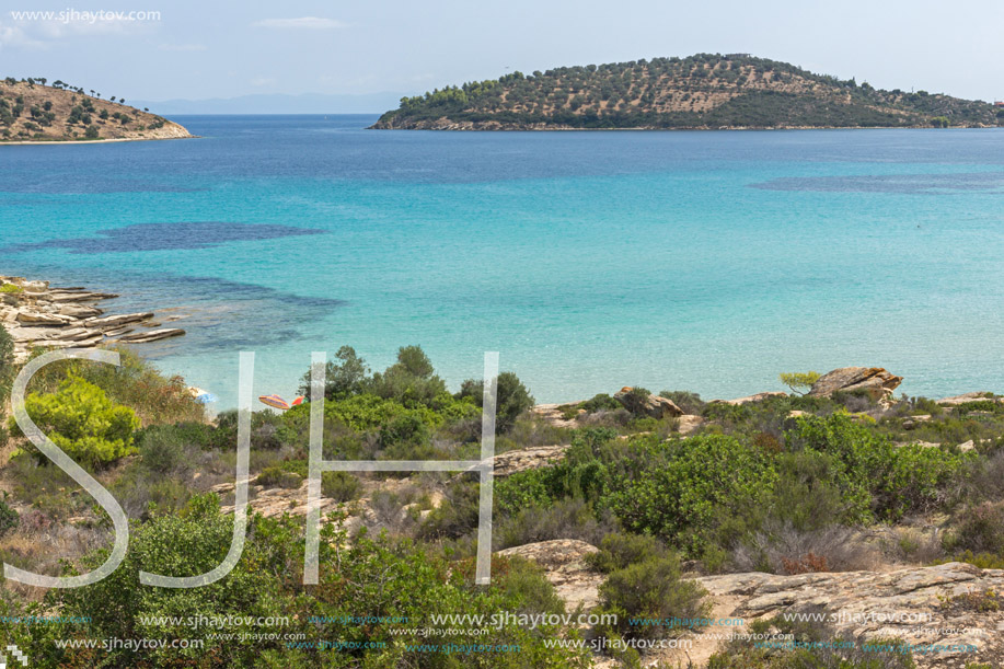Seascape of Lagonisi Beach at Sithonia peninsula, Chalkidiki, Central Macedonia, Greece