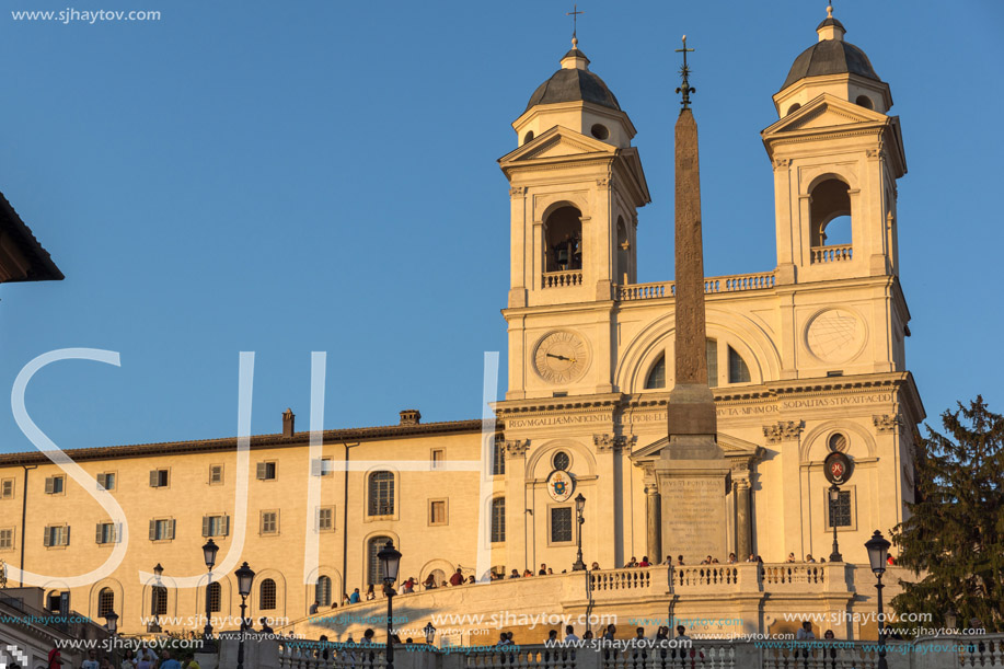 ROME, ITALY - JUNE 23, 2017: Amazing Sunset view of Spanish Steps and Piazza di Spagna in city of Rome, Italy