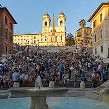 ROME, ITALY - JUNE 23, 2017: Amazing Sunset view of Spanish Steps and Piazza di Spagna in city of Rome, Italy