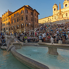 ROME, ITALY - JUNE 23, 2017: Amazing Sunset view of Spanish Steps and Piazza di Spagna in city of Rome, Italy