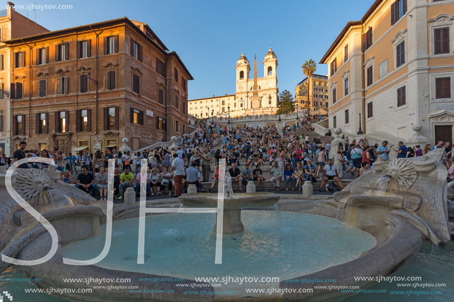 ROME, ITALY - JUNE 23, 2017: Amazing Sunset view of Spanish Steps and Piazza di Spagna in city of Rome, Italy