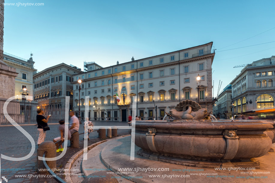 ROME, ITALY - JUNE 23, 2017: Amazing Sunset view of Palazzo Chigi in city of Rome, Italy