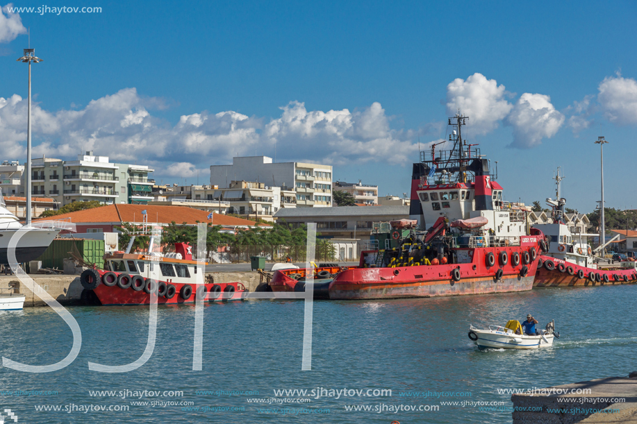 ALEXANDROUPOLI, GREECE - SEPTEMBER 23, 2017:  Port and Panorama to town of Alexandroupoli, East Macedonia and Thrace, Greece