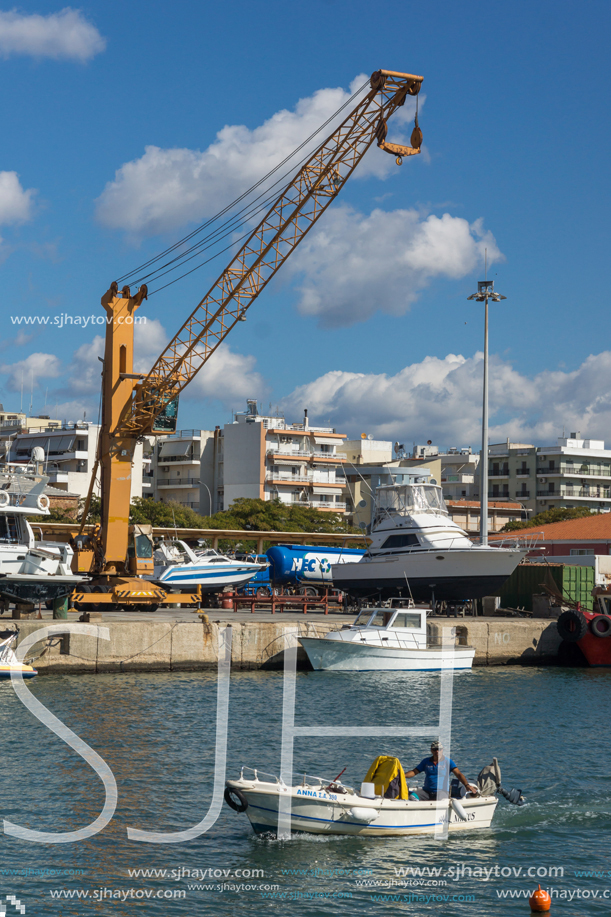 ALEXANDROUPOLI, GREECE - SEPTEMBER 23, 2017:  Port and Panorama to town of Alexandroupoli, East Macedonia and Thrace, Greece