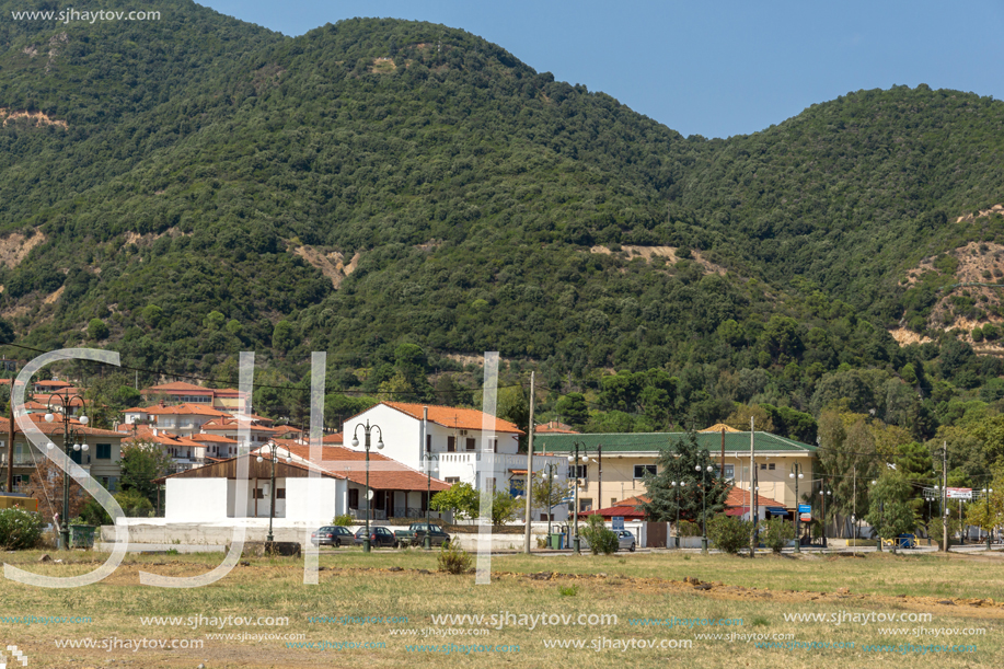 Panoramic view of town of Stratoni at Chalkidiki, Central Macedonia, Greece
